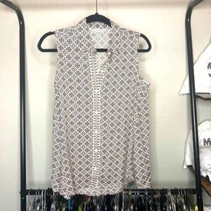 MAX Studio Casual Print Button Up Career Top